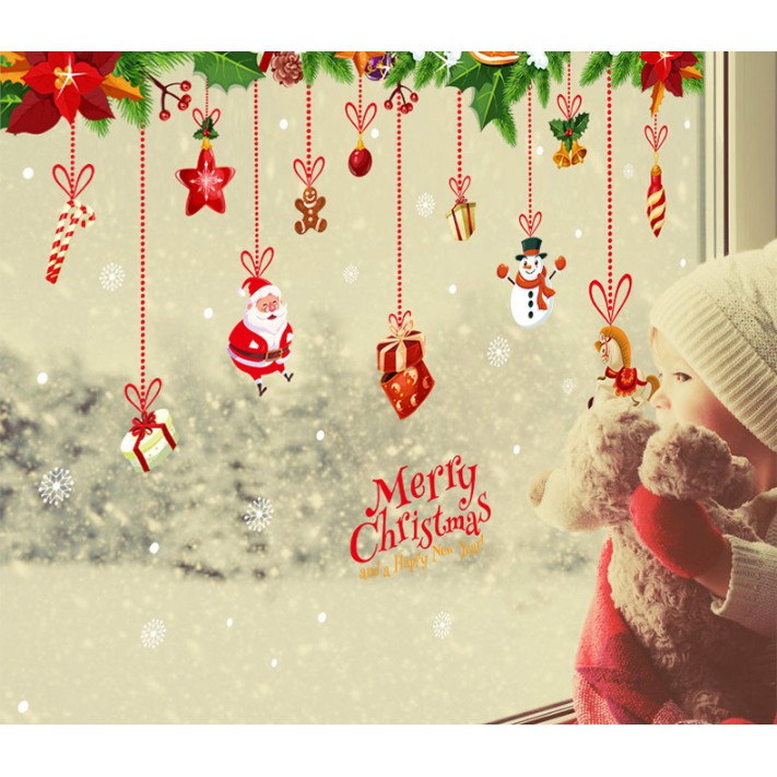 Decal trang trí Noel - Rèm dây trang trí phụ kiên lớn giáng sinh