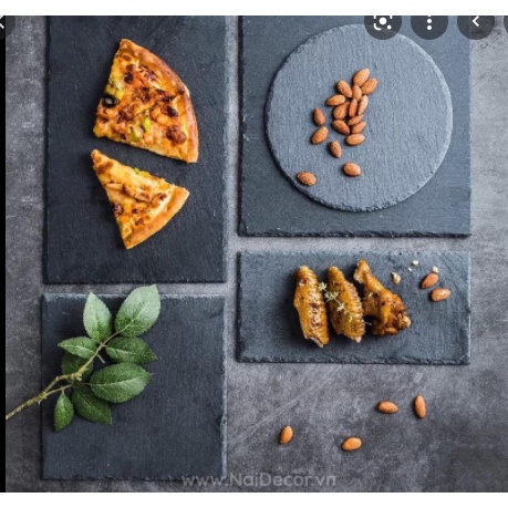 Sản phẩm đá thiên nhiên_ĐĨA ĐÁ ĐEN, đĩa đựng món Âu, Phụ kiện trang trí, chụp ảnh đẹp,siêu sang