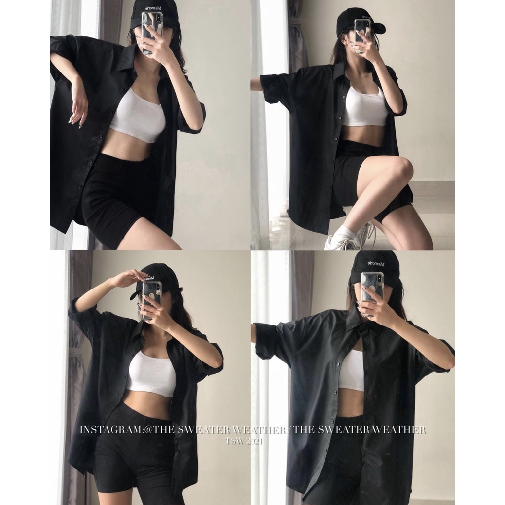 [Ảnh thật/Sẵn] Áo sơ mi trơn dài tay form rộng nhiều màu ulzzang