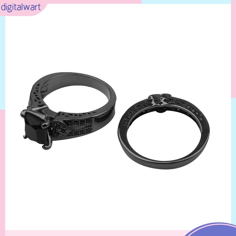 Set 2 nhẫn đính đá vuông / trái tim thời trang cho nữ