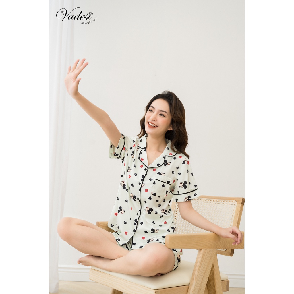 [ NEW - CHÍNH HÃNG ] Bộ Pijama Đùi Nữ Mặc Nhà Chất Liệu Lụa Luxury Cao Cấp Họa Tiết Sang Đẹp Mát Mềm