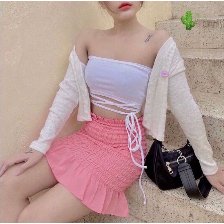 Áo Ống Buộc Dây Eo Mix Nhiều Kiểu Trắng Đen - Áo Quây Dây Cổ Buộc Sexy Body