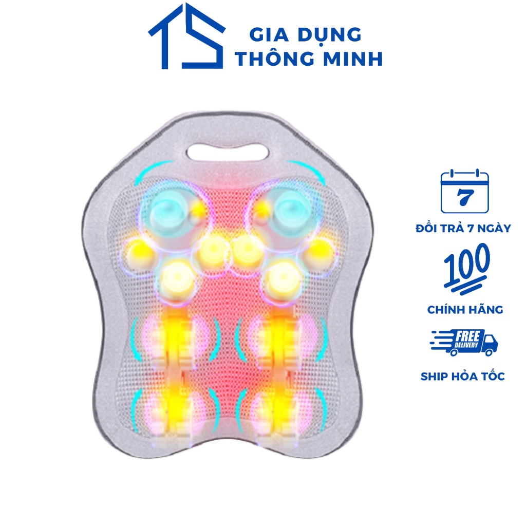 Gối Massage Cổ Vai Gáy 8 Bi Hồng Ngoại Đa Năng - Hỗ trợ giảm đau nhức - mỏi mệt - hỗ trợ đường máu tuần hoàn g