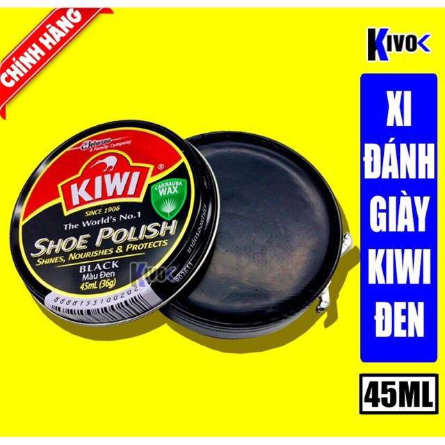 Xi Đánh Giày Đen Kiwi - Sáp Đánh Bóng Giày Da - Sáp Lau Giày - Xi Đen 45ML