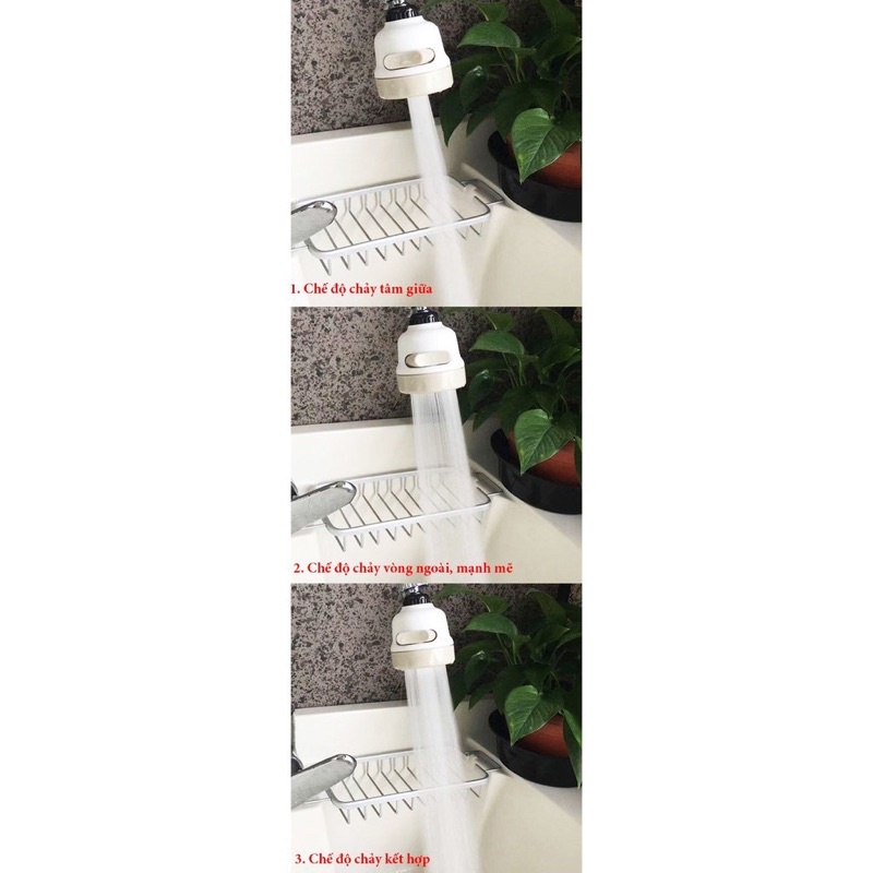 Đầu Vòi Nối Rửa Chén Bát Tăng Áp - 3 Chế Độ Phun - Xoay 360 Độ