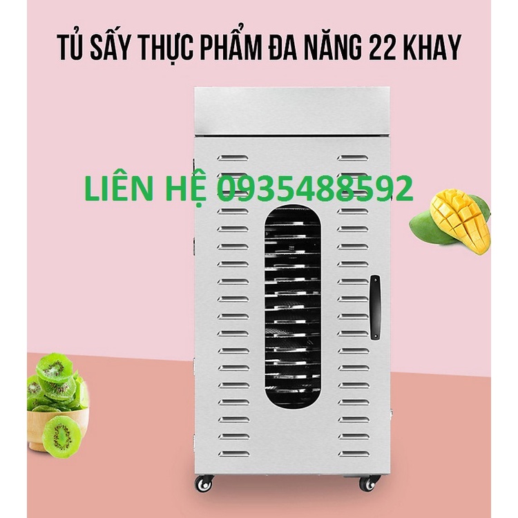 Tủ sấy thực thực phẩm công nghiệp 22 khay,sấy khô đa dạng thực phẩm 22 khay tự động xoay - Hàng chính hãng
