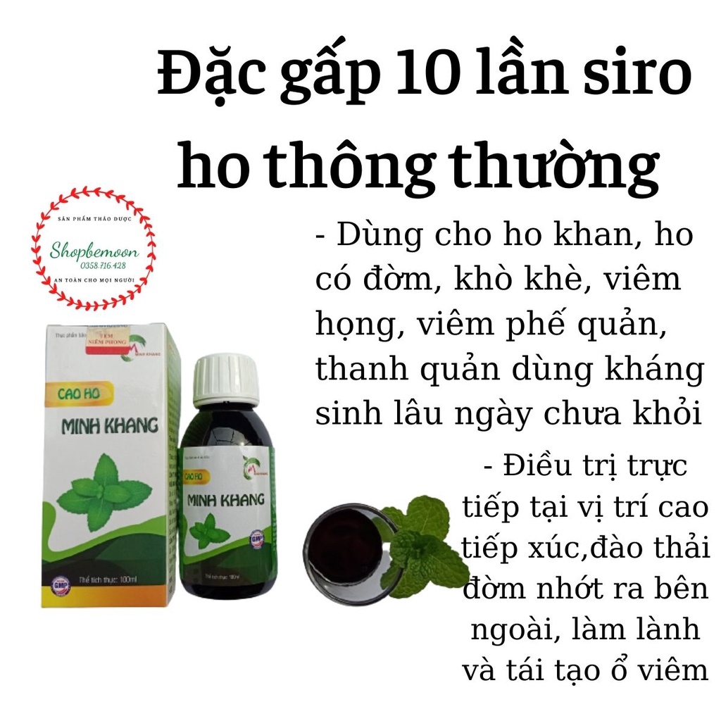 CAO HO MINH KHANG dùng cho ho, khò khè, viêm họng, viêm phế quản, viêm amidan và viem họng hạt