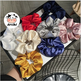Buộc tóc lụa scrunchies mẫu trơn