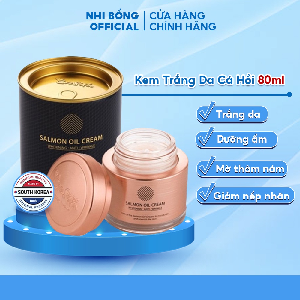 Kem Dưỡng Trắng Da Dưỡng Ẩm Chống Lão Hóa Chiết Xuất Từ Cá Hồi Salmon Oil Cream Hàn Quốc 80g Giúp Da Trắng Sáng Tự Nhiên