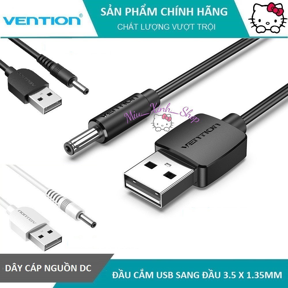 ★Chính hãng Vention★ Dây Cáp nguồn DC Đầu Cắm USB Sang 3.5*1.35mm ★ cho máy rửa mặt Foreo Luna ★ Pebble Lisa ★ Halio