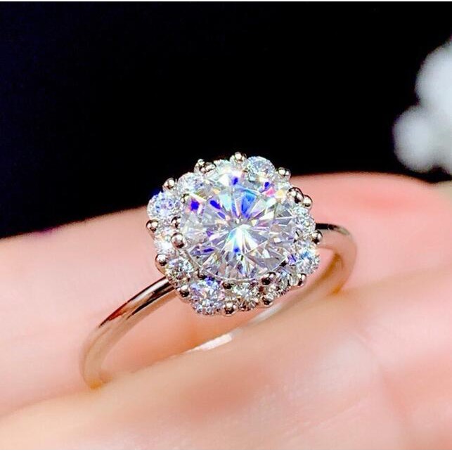 Thời trang Square Bag Ring Mạ điện PT950 Vòng kim cương carbon cao cho phụ nữ