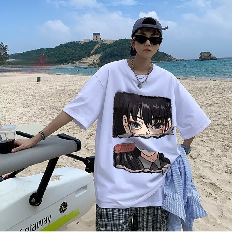 Áo Thun Nam Ngắn Tay Dáng Rộng In Hình Kiểu Nghệ Thuật Size M-3XL Thời Trang Mùa Hè
