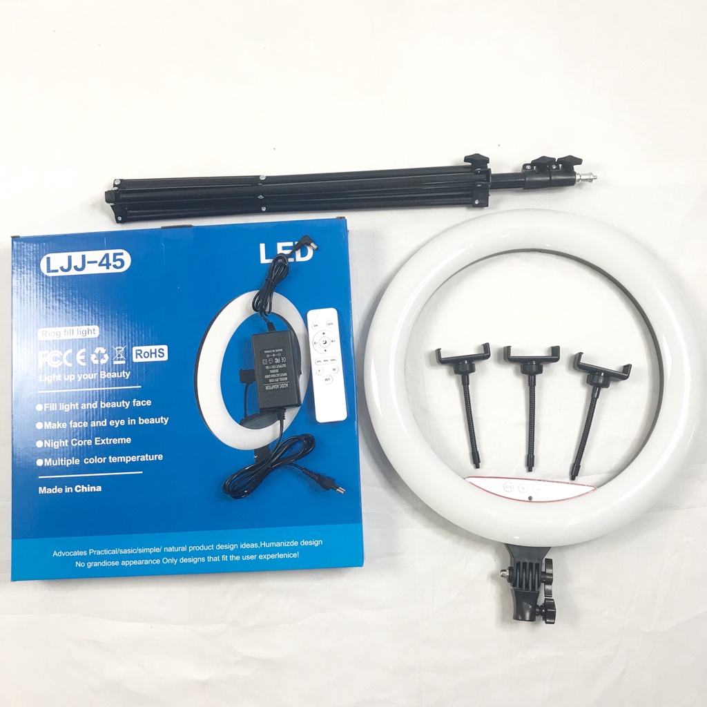 Đèn Livestream[FREESHIP] LJJ 45cm, 3 Kẹp Điện Thoại, Quay Tiktok,Làm Spa, Phun xăn (Tặng  Kèm Điều Khiển Từ Xa)[hulako]