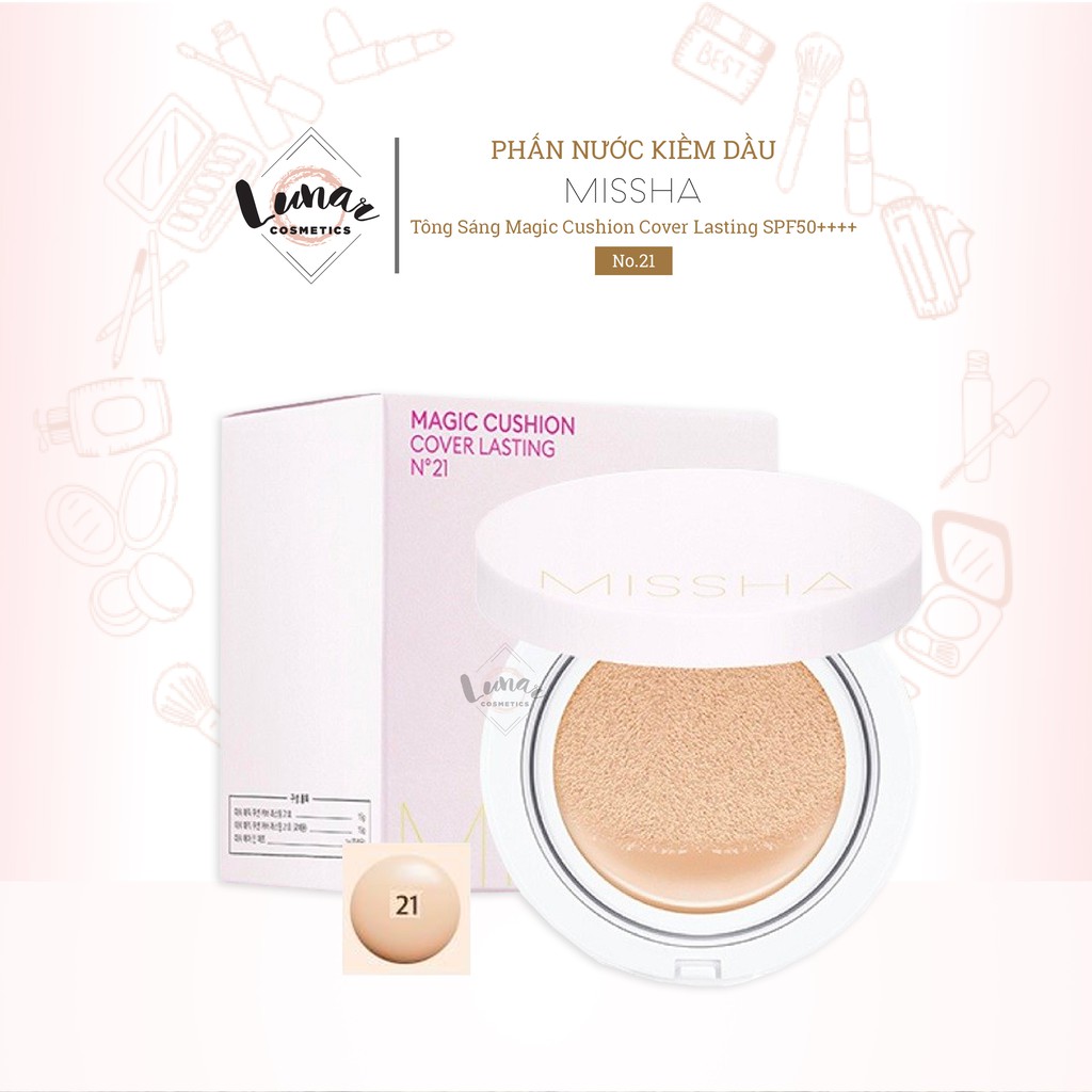 Phấn Nước Kiềm Dầu Missha Tông Sáng 21 Magic Cushion Cover Lasting SPF50++++