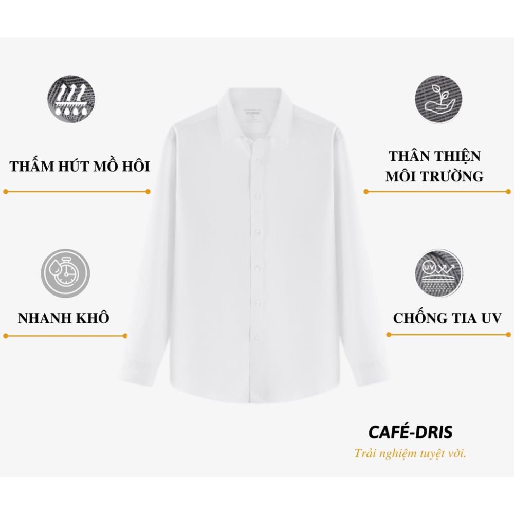 Áo SƠ MI nam dài tay Café-DriS màu TRẮNG khử mùi hiệu quả thương hiệu Coolmate (&h