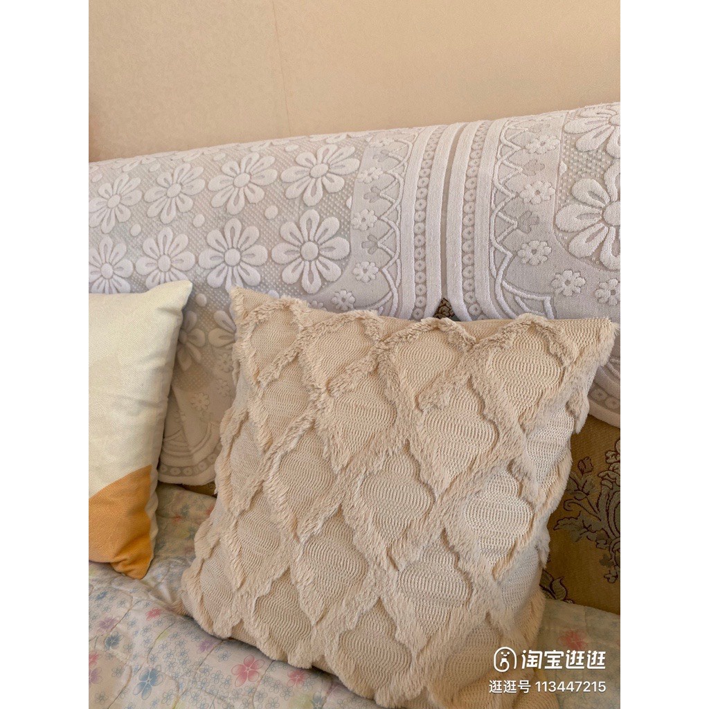 Gối LÔNG tựa lưng sofa văn phòng chất liệu vải nhung lông dập vân nổi phong cách hiện đại