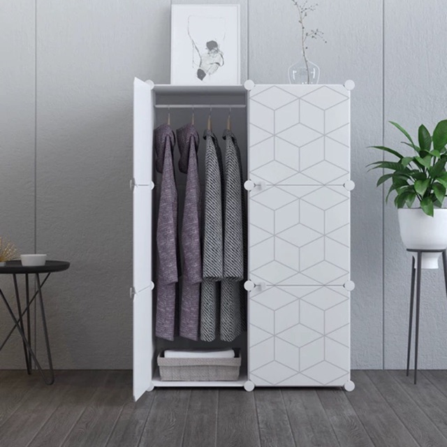 TỦ NHỰA GHÉP 6 Ô ĐỰNG QUẦN ÁO Tặng treo đồ.