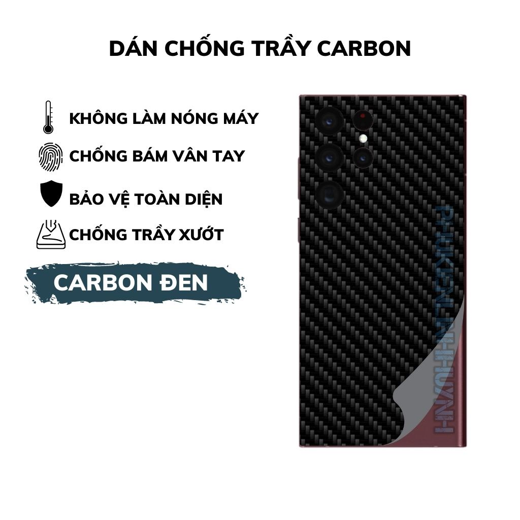 Samsung S22 Ultra_Dán Film Carbon mặt lưng chống trầy, không bám vân tay