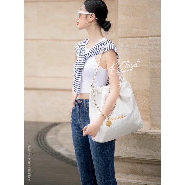 Túi xách Cn shop.ping bag phối xích da nhăn mềm kèm ví DUYÊN CƯỜNG688