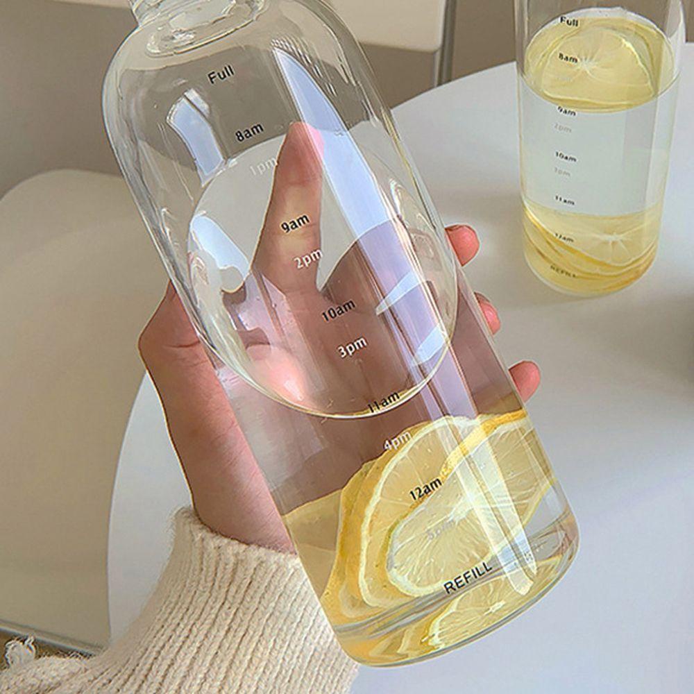 AVALENTINE Water Bottle Portable 500/750ML Transparent Drinkware Durable Juice Milk Tea Cup With Time Marker Drinking Cup