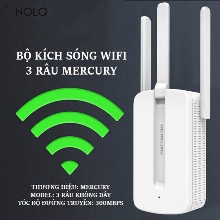 Bộ Kích Sóng Mở Rộng Phạm Vi Sử Dụng Wifi 3 Râu Mercury 300Mps Model MW310RE