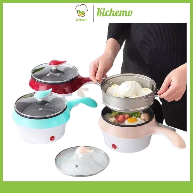 Nồi điện đa năng Nồi lẩu điện mini 2 ngăn Tặng kèm khay hấp Kichemo - NDDN