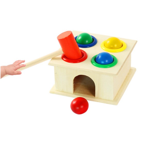 Đồ chơi hộp đập bóng búa gỗ và 4 bóng vui nhộn cho bé