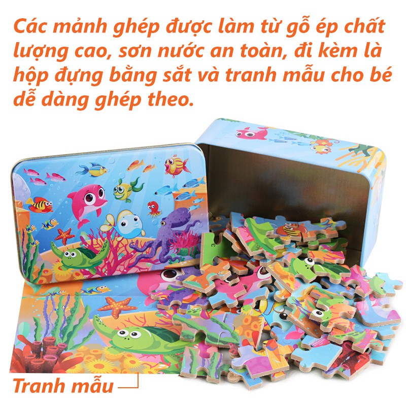 Mã TOYDEC hoàn 20K xu đơn 50K] Tranh ghép 100 mảnh hộp sắt MẪU MỚI