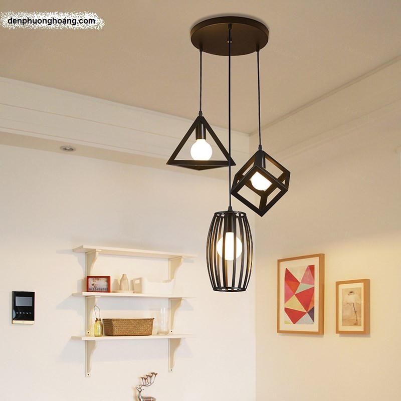 Đèn thả trang trí: Bộ ba đèn thả hình học( Đã kèm bóng LED 5W )
