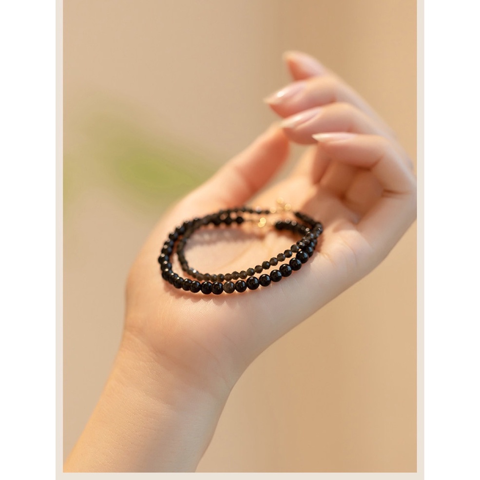 Vòng Tay Đính Đá Obsidian Nhiều Màu Sắc Phong Cách Retro Thời Trang Cho Nữ