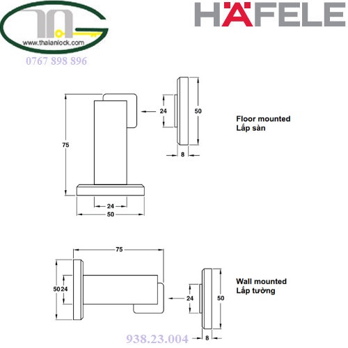 Chặn cửa nam châm Häfele 938.23.004