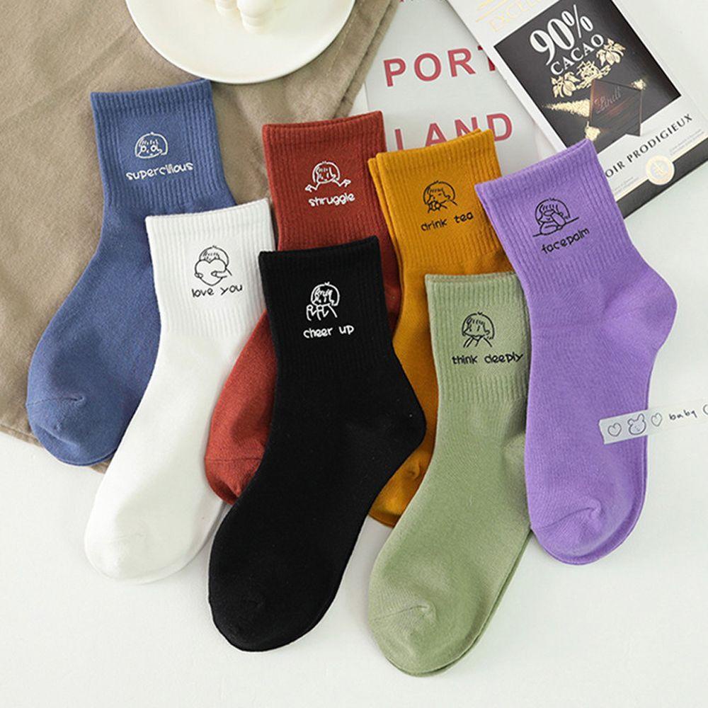 Vớ Cotton Màu Trơn Đơn Giản Dễ Thương Dành Cho Nữ