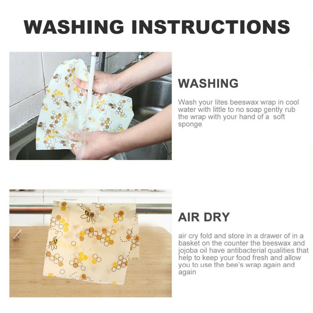 [huite]Natural Beeswax Reusable Food Wraps Eco Living No More Plastic Bee Wax Cloth