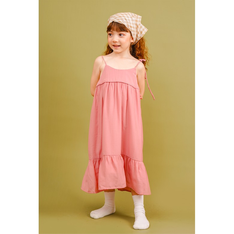 Đầm hai dây bé gái thiết kế lụa cotton - Amelia Dress - Hồng