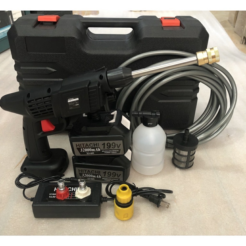 Máy rửa xe dung Pin mini Hitachi - Bảo hành 12 tháng