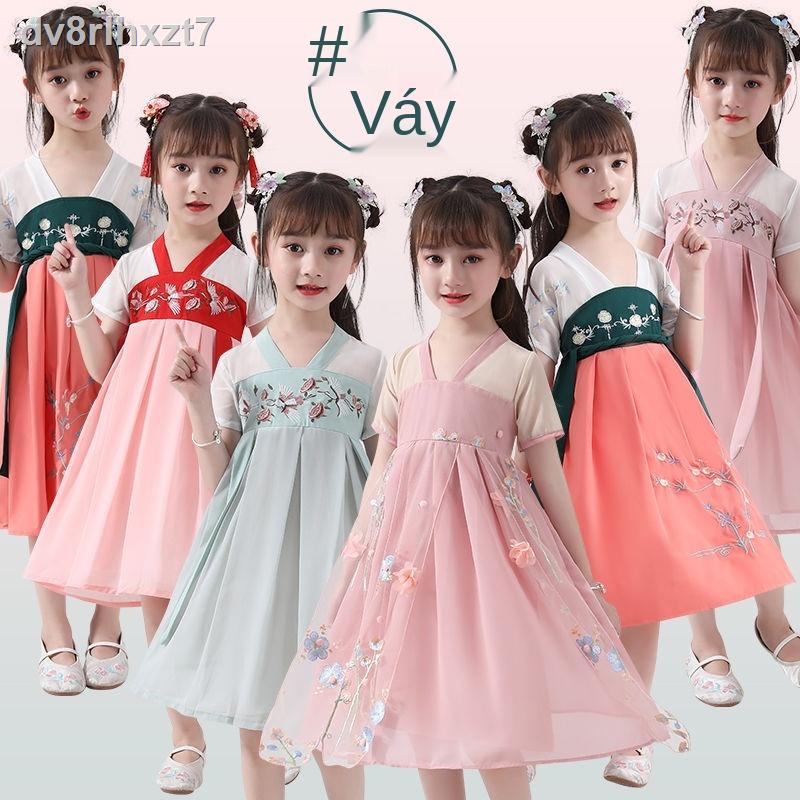 ✧Váy Hanfu cho bé gái Mùa hè dành trẻ em Cổ đại của Trung Quốc Kiểu Đường Siêu tích 12 tuổi Đồ lót
