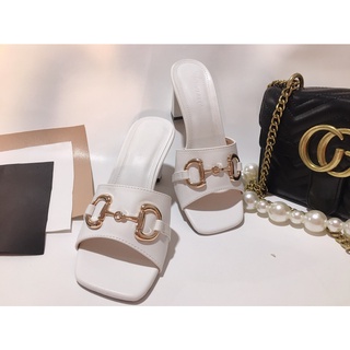 Dép nữ gót cao 5p, giày cao gót nữ 5p phối xích đồng cực sang h3 - zin sandal