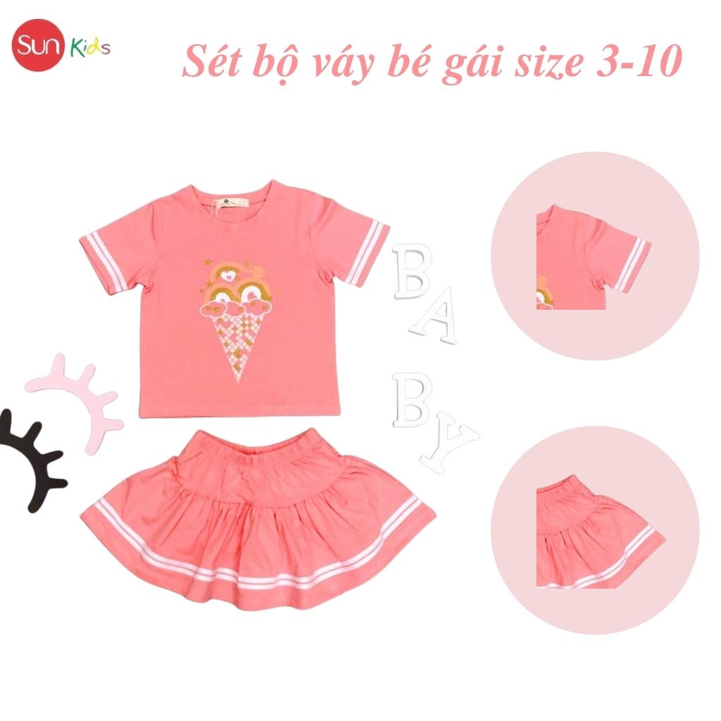 Đồ bộ thun bé gái, đồ bộ trẻ em chất cotton, có nhiều màu, size 3-10 tuổi - SUNKIDS