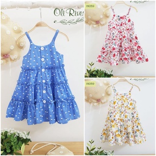 (1->10 tuổi) Váy đầm 2 dây dáng xòe chuẩn hãng Oli river (H059)