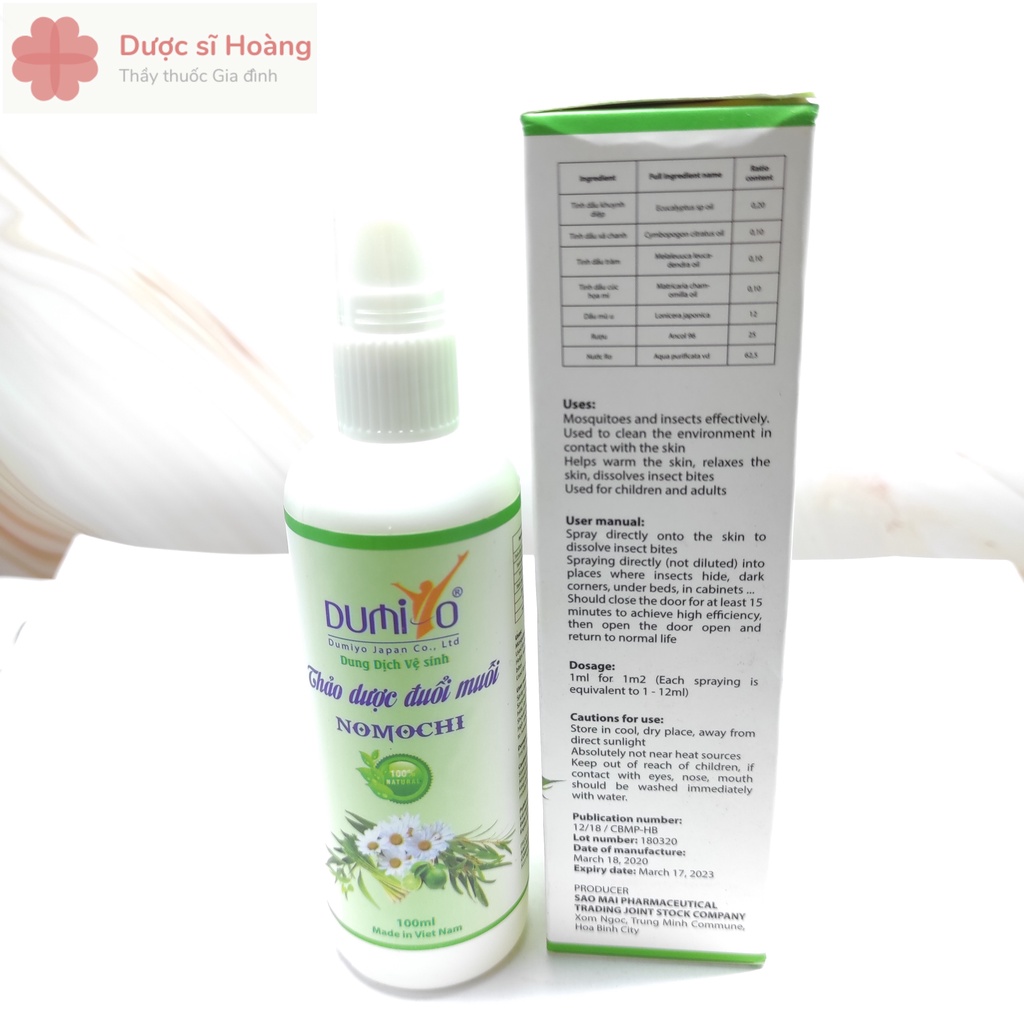 Xịt Thảo Dược Đuổi Muỗi Nomochi 100ml