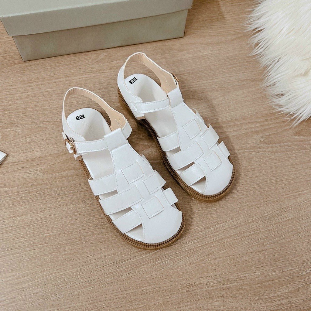 Xả kho 3 ngày:Giày sandal nữ rọ chiến binh đan 3 bản mũi tròn ZINZIN3456