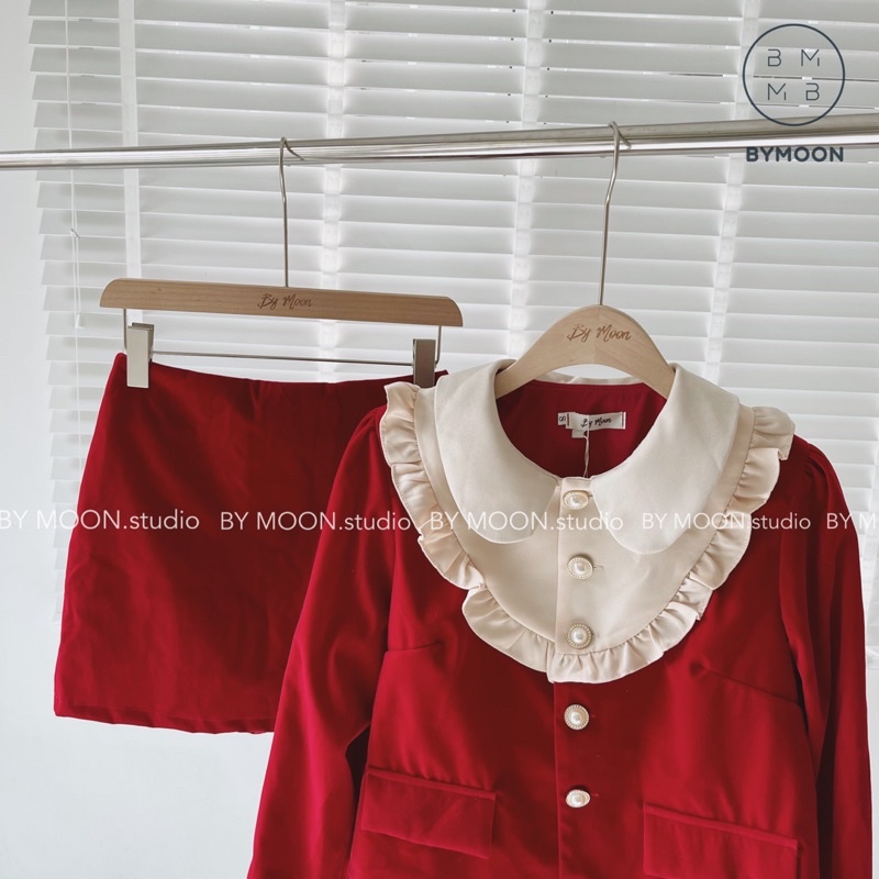 Set Váy Nhung Đỏ kèm quần váy thời trang thiết kế ảnh thật BY MOON S006 | BigBuy360 - bigbuy360.vn