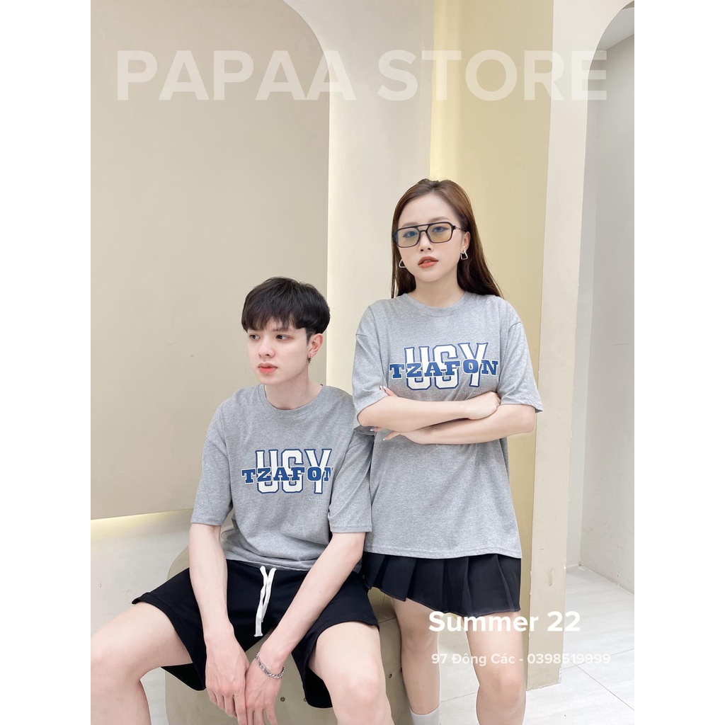 Áo phông nam nữ Hàn Quốc unisex chữ USY TZAFON 148 PAPAA SHOP