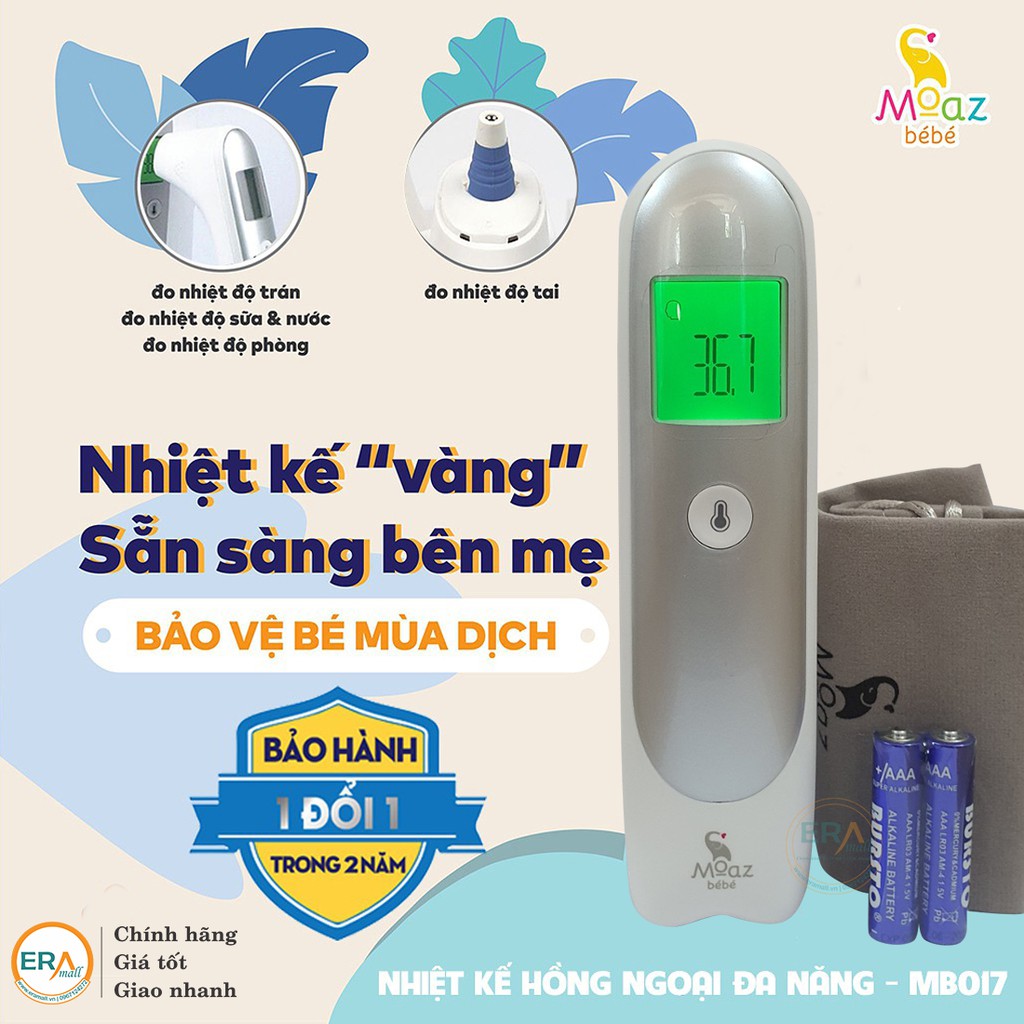 [Bảo Hành 1 Năm] Nhiệt kế hồng ngoại điện tử đo trán cho bé, cây đo nhiệt độ em bé trẻ sơ sinh MOAZ BÉBÉ MB-017