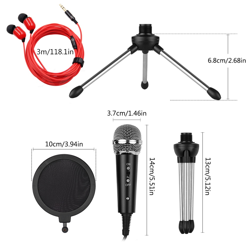 Ghi âm Condenser Microphone Điện thoại di động Microphone cho máy tính Pc Karaoke dạy trực tuyến Mic 3.5mm cắm phù hợp