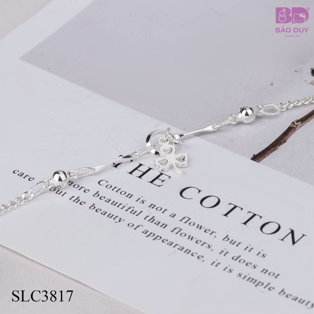 Lắc chân bạc nữ  charm nơ phối bi Bảo Duy Jewelry - SLC3817