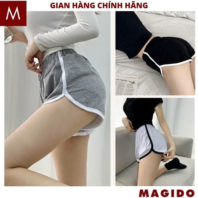 Quần short nữ thể thao viền trắng 3 mầu katun cực xinh sang chảnh tập gym cũng rất phù hợp ulzzang chất co giãn -MAGIDO