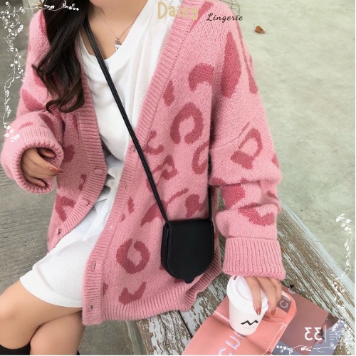 [SP Tốt,Hỏa Tốc] Áo Khoác Cardigan Len Dáng Dài Áo Len Da Beo Dài Tay Form Rộng Phong Cách Basic - Mã AOL019