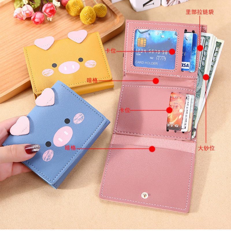 Ví Ngắn Cầm Tay Mini Hình Heo/ Thỏ Con Má Hồng Xinh Xắn [Bel40]