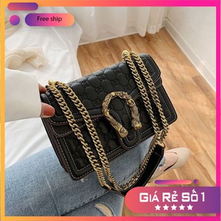 Túi xách nữ khóa đầu rồng - freeship - túi đeo chéo nữ 3 ngăn size 22 khóa đồng cao cấp - sang chảng dự tiệc